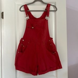Vintage red short overalls